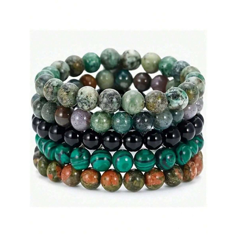 2026 A503 Cross-Border Export Dropshipping New Stone Bead Bracelet Grounding Set Stackable Energy
