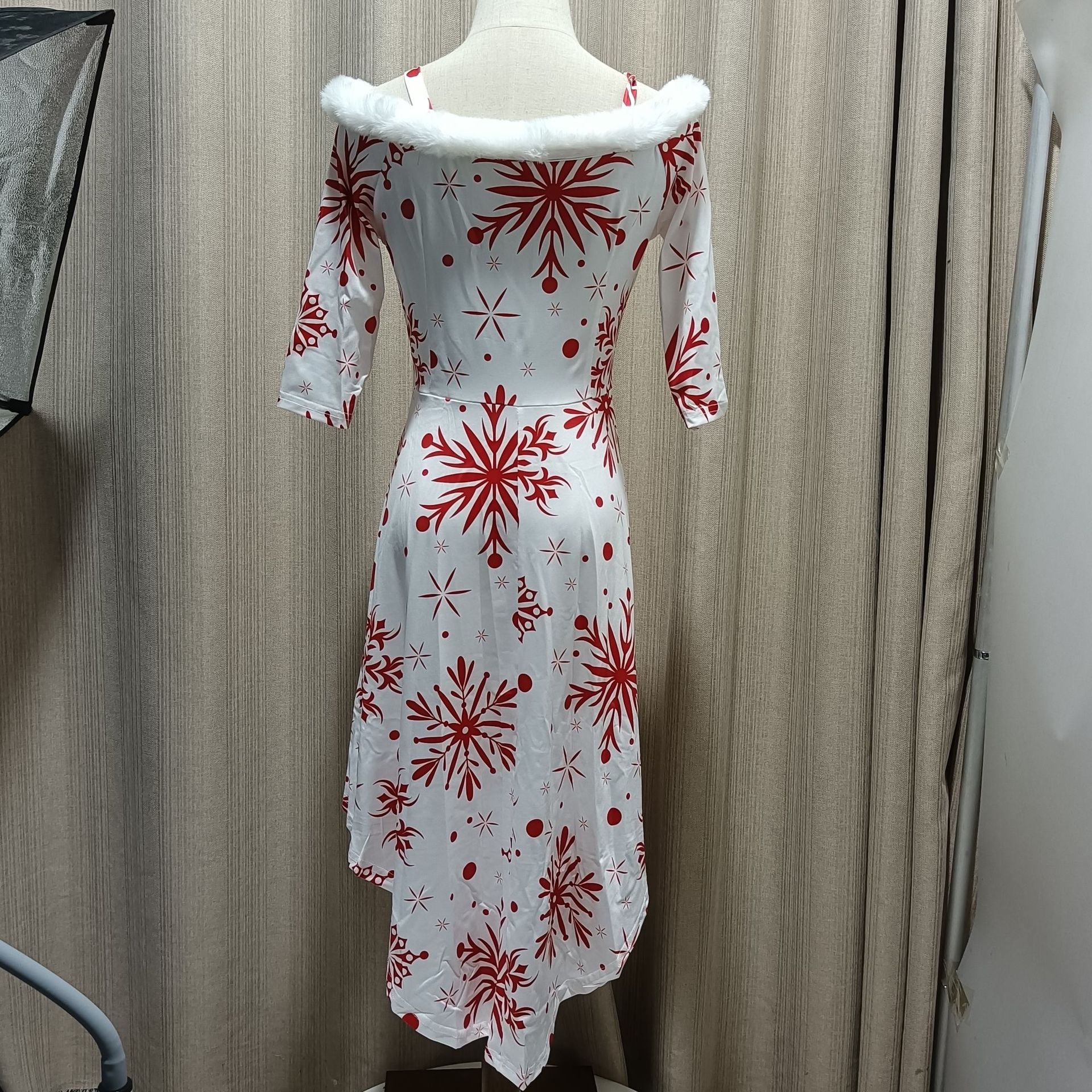 Christmas Festival Solid Color Pattern Wholesale Women'S Fashion Patchwork Solid Color Party V Neck Long Sleeve Ball Gown