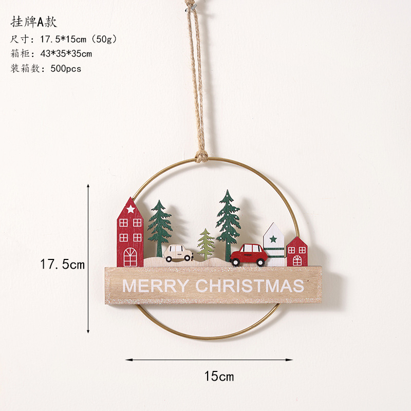 Ins madera tarjeta de bienvenida Inglés Feliz Navidad tarjeta de letras Navidad árbol de Navidad decoración creativa colgante colgante