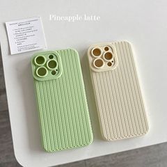 精孔編み針織り紋転倒防止ケースはiphone16 promax携帯ケースリンゴ11純色保護カバーを適用する