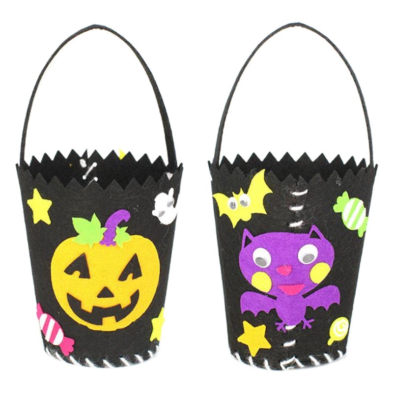 Paquete de material hecho a mano de bricolaje hecho a mano de Halloween hecho en casa de tela no tejida bolsa de calabaza Portátil Bolsa de regalo bolsa de dulces