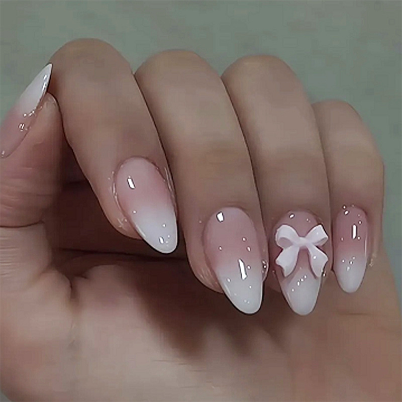 24-Piece Short Almond-Shaped Press-On Nails with Gradient, Sweet Style, Glossy Finish, Cross-Border Bestseller, Wearable Nails 24-Piece Short Almond-Shaped Press-On Nails with Gradient, Sweet Style, Glossy Finish, Cross-Border Bestseller, Wearable Nails