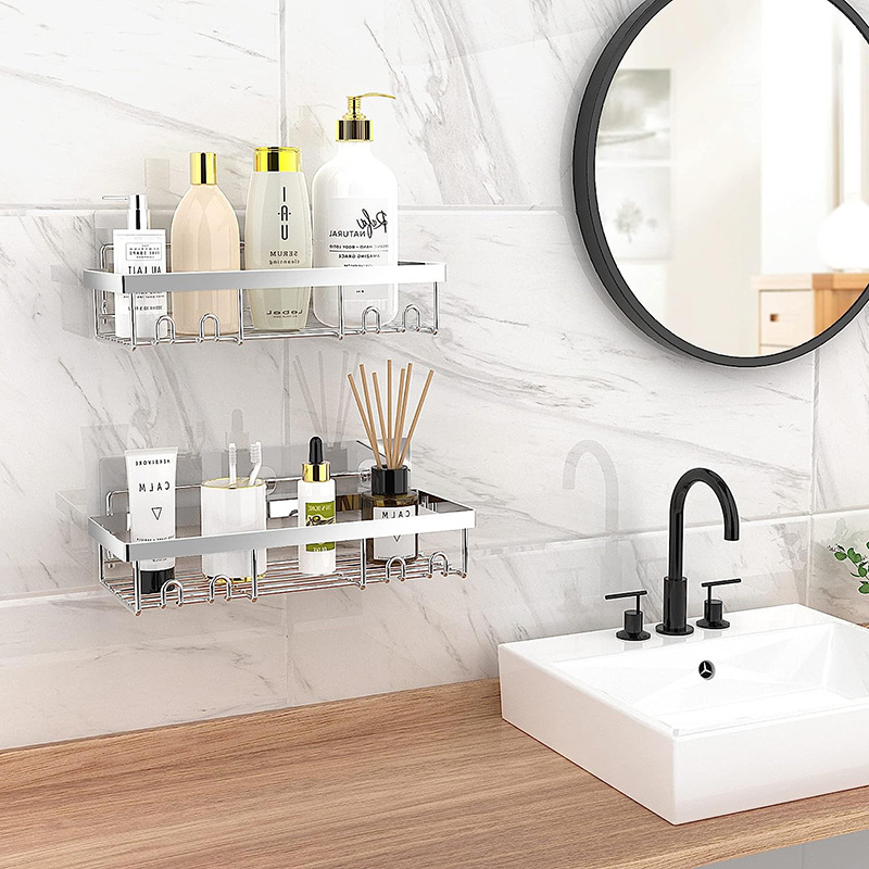 Fabricantes personalizados transfronterizos de hierro galvanizado estantes de baño sin perforación estantes de almacenamiento de baño estantes de jabón estantes de baño