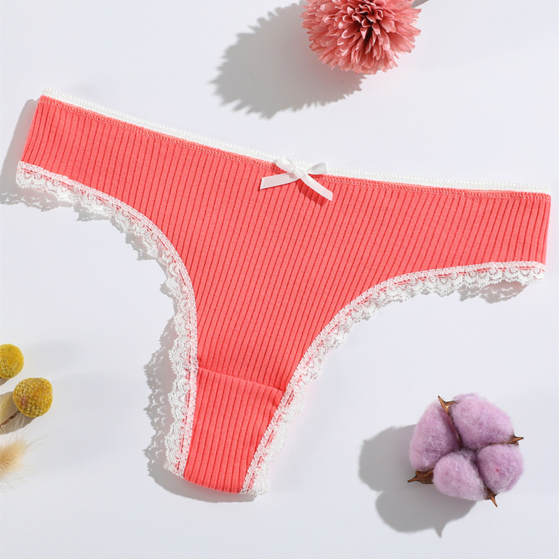 新しい T 字型下着女の子のレースの糸 T 字型パンツ女性のローウエスト通気性綿 T パンツ工場卸売|undefined