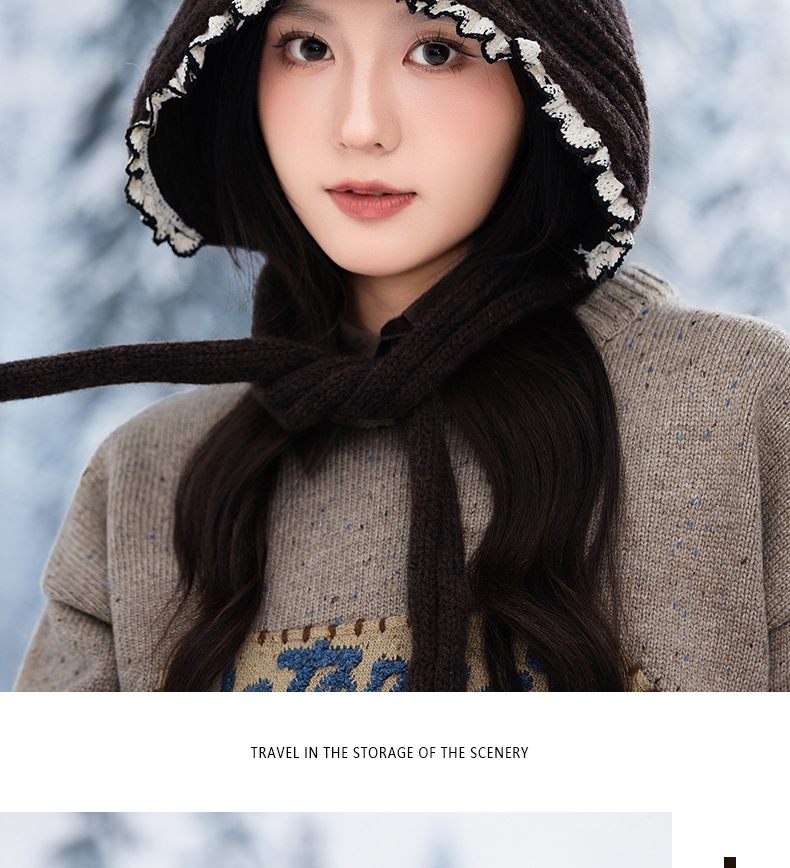 Versione coreana versatile in pizzo lavorato a maglia, grande circonferenza, antivento, caldo, annodabile, morbido, autunno inverno, spesso_voghion.com