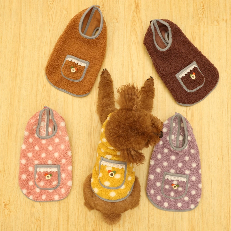 Осенне-зимняя одежда для собак мультфильм фланелевый теплый холодостойкий жилет с защитой от ворса средней и маленькой одежды для собак фабрика прямых продаж