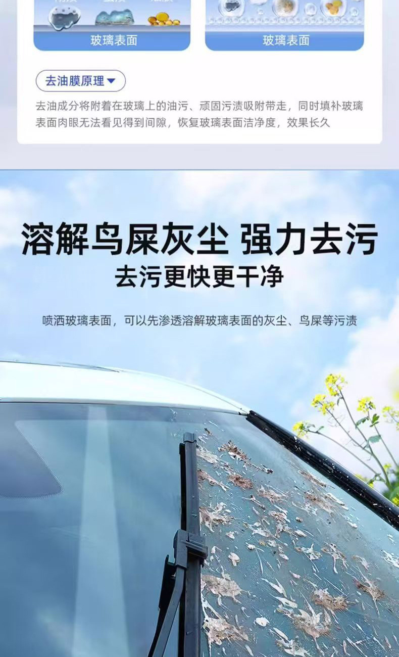 【Special for Car Windshields】New car glass cleaner, powerful stain and oil film remover, ethanol-based anti-rain coating, cleaning and maintenance