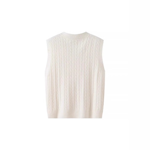 Plus-Size Japanese-Style War Horse Embroidered Cable Knit Vest Autumn and Winter New Women's College Style Versatile Loose Casual Sweater