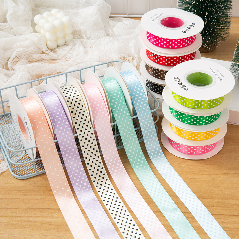 2.5cm fine dot polyester with single-sided wave dot bright belt children's day handmade diy hair accessories bow material