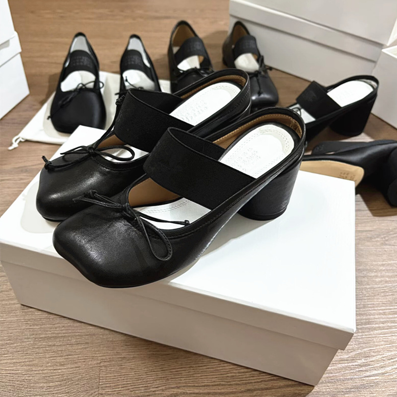 Guangzhou high-quality M*6 apple-toe high-heeled satin mules for women, suitable for outdoor wear, with sheepskin leather soles, large-toe shoes for summer Guangzhou high-quality M*6 apple-toe high-heeled satin mules for women, suitable for outdoor wear, with sheepskin leather soles, large-toe shoes for summer