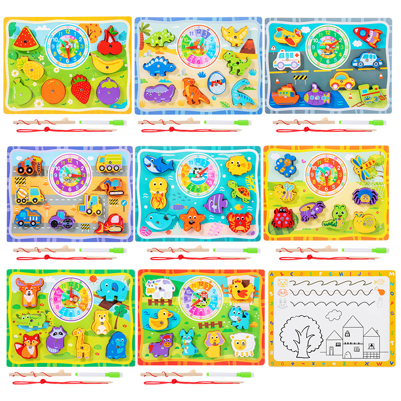 Juguetes de rompecabezas tridimensionales de madera, niños, números cognitivos, letras, frutas, formas de animales, bloques de construcción, educación temprana divertida