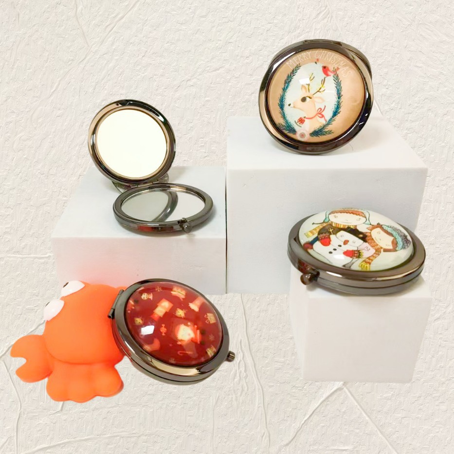 Espejo de cristal espejo pequeño plegable creativo mini espejo redondo de doble cara espejo de maquillaje de metal portátil