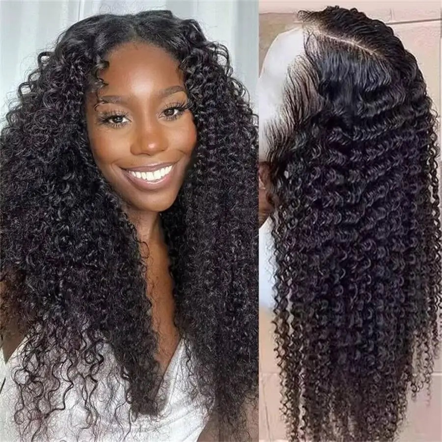 Amazon frente peluca de encaje damas africanas pequeñas pellizcas negras largas rizadas en la mitad de toda la peluca wig