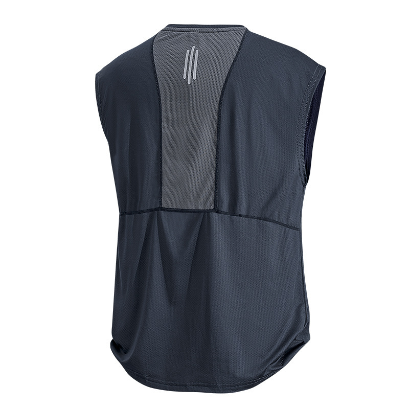 アイスシルクノースリーブメンズ Tシャツ夏薄型通気性ベストフィットネスランニングトレーニング服ベストスポーツアンダーシャツ|undefined