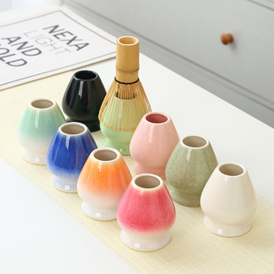 New Tea Whisk Gradient Color Ceramic Baking Tea Ceremony Accessories Japanese Tea Whisk Set Matcha Tool Brush Wholesale