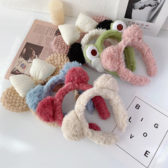 Cute, girly fluffy bear headband with Korean-style cat ears—sweet and stylish washable hair clip for girls