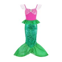 2025年美人鱼连衣裙女童鱼尾裙亮片外贸童装女童礼服小飞袖爱丽儿