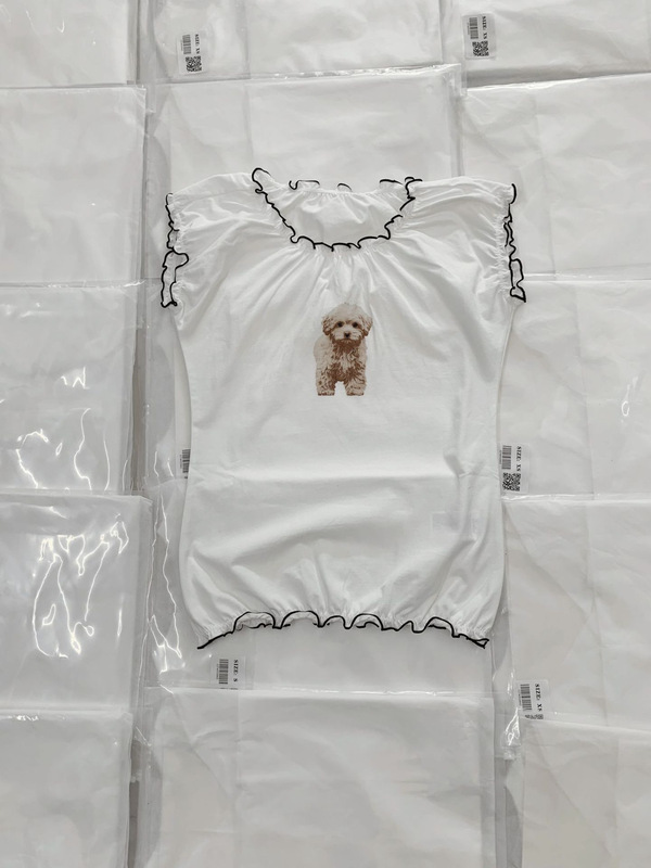 25ss南油高定/买手店小众 林娜琏同款夏日韩式ins风小狗印花T恤|undefined