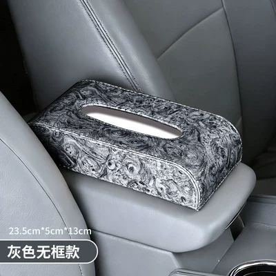 Car tissue box/set – Non-Slip Mat for Armrest Box - wood-grain-model-gray-without-steel-frame
