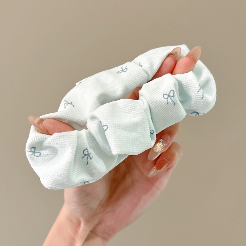 Mori pequeño arco fresco flor triturada intestino anillo de cabello para mujeres coreanas cabello cuerdas de cabello suaves cubierta de banda de goma de cuero