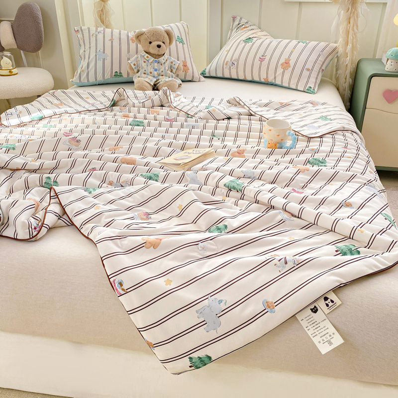 Edredón fresco de verano de algodón de punto de fibra de soja de clase A, colcha fina de verano para niños lavable a máquina, colcha de aire acondicionado