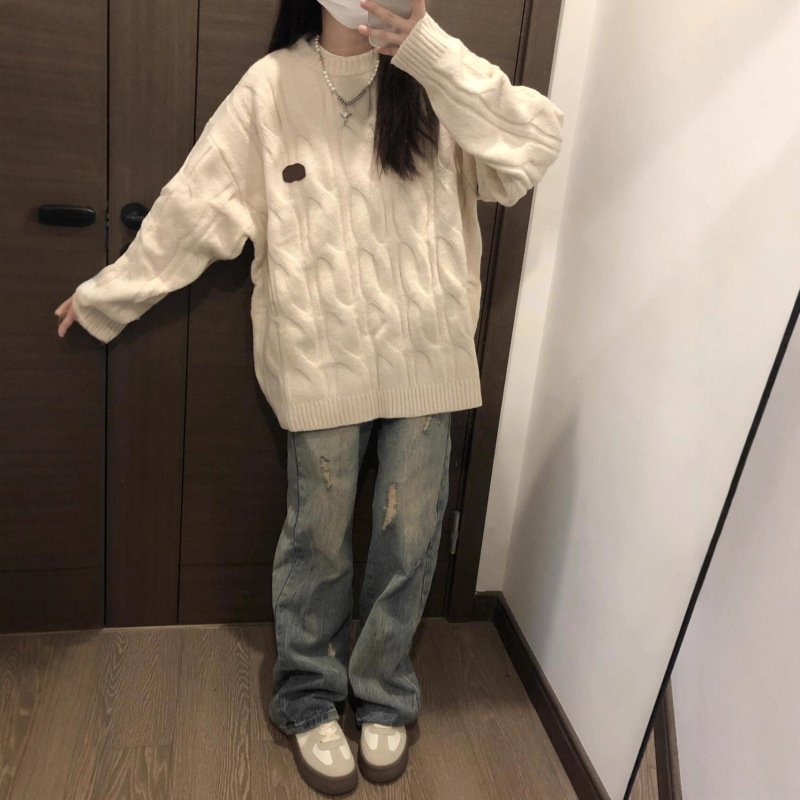 毛衣女秋冬季新款宽松慵懒风软糯温柔休闲百搭针织衫上衣潮|undefined