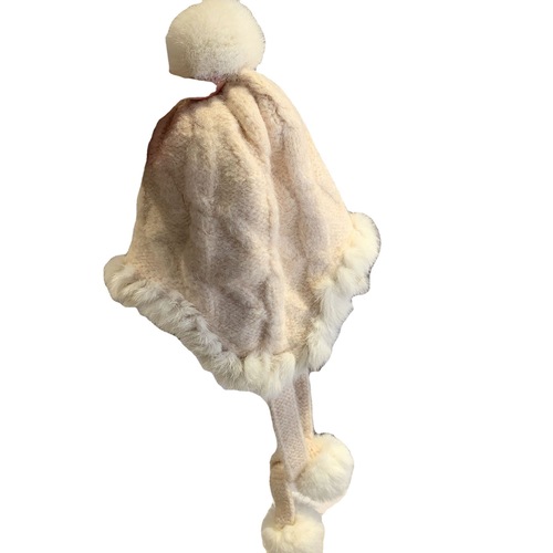 Ladies' Winter Versatile Rabbit Fur Ear Protection Knitted Lei Feng Hat, Sweet and Cute, Thick Plush Knit, Warm and Cozy Hat