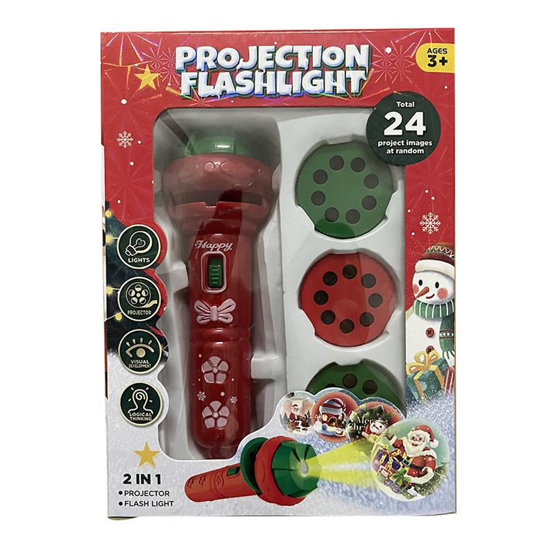 Navidad transfronteriza niños regalos de proyección linterna Papá Noel iluminado patrón de proyección juguetes al por mayor
