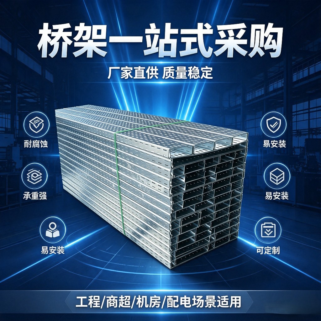热浸镀锌筛式多孔电缆桥架镀锌托盘式桥架冲孔式光伏镀锌铝镁桥架