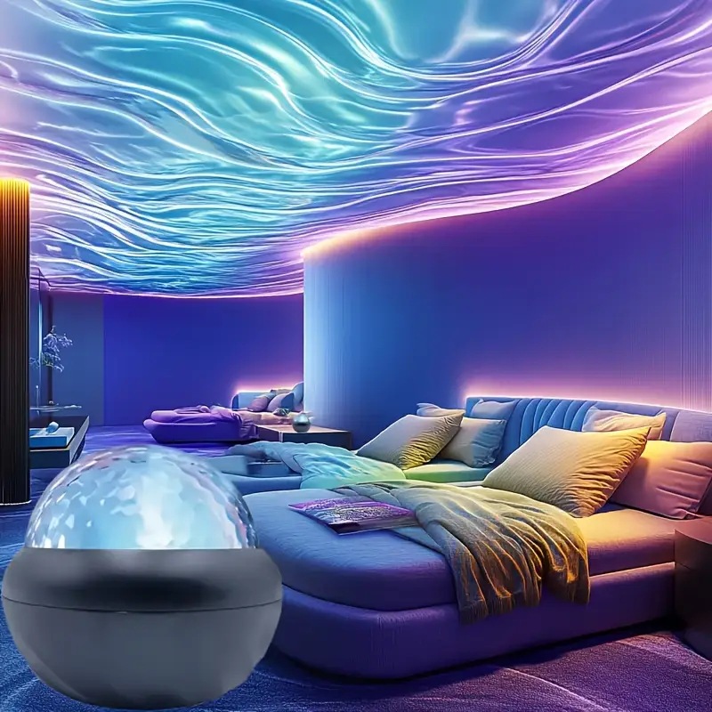 New Remote Control Water Pattern Light USB Plug-in Water Ripple Colorful RGB Atmosphere Crystal Magic Ball Starry Sky Projection Light_voghion.com