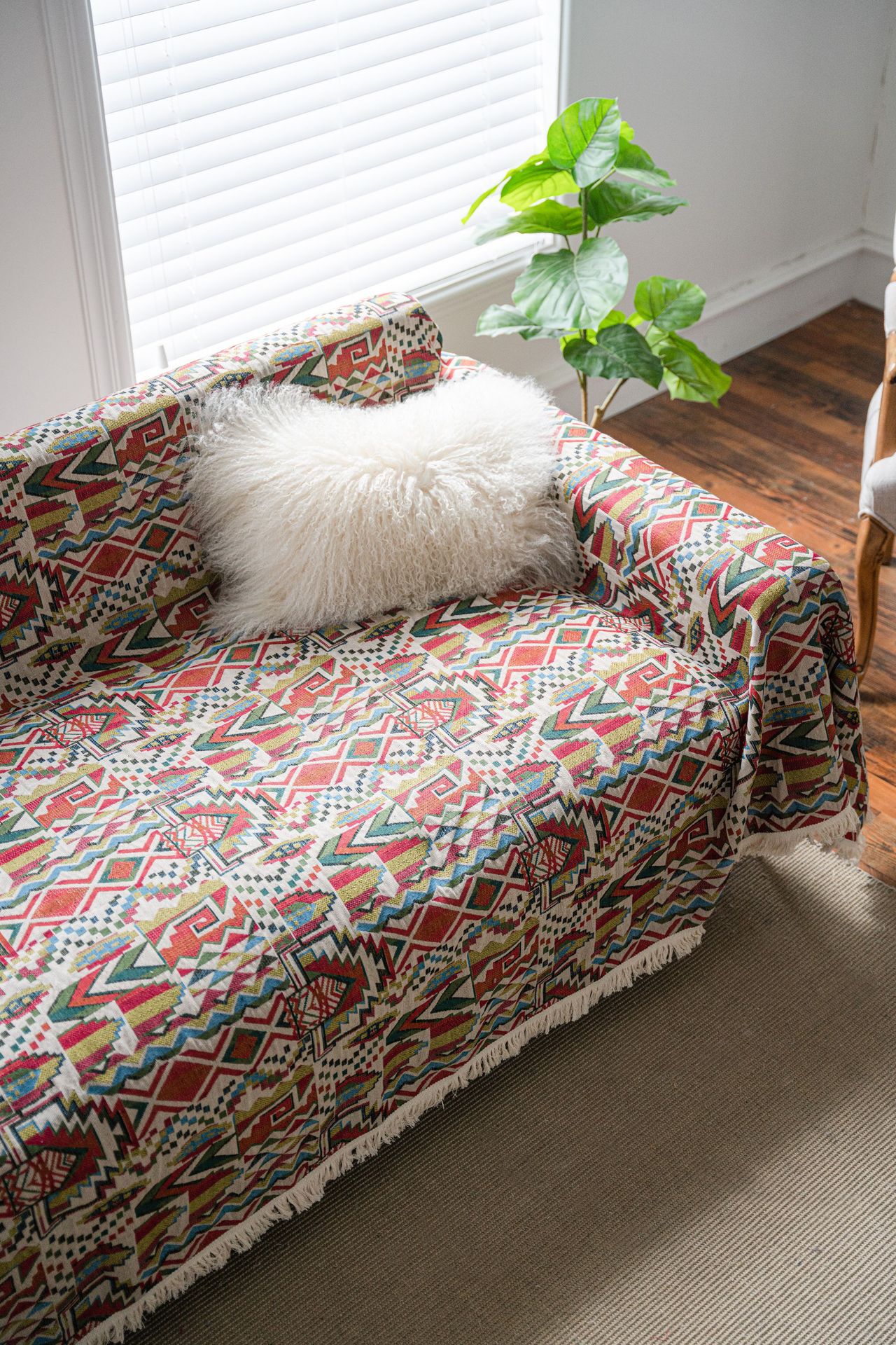 彩色徽章沙发巾