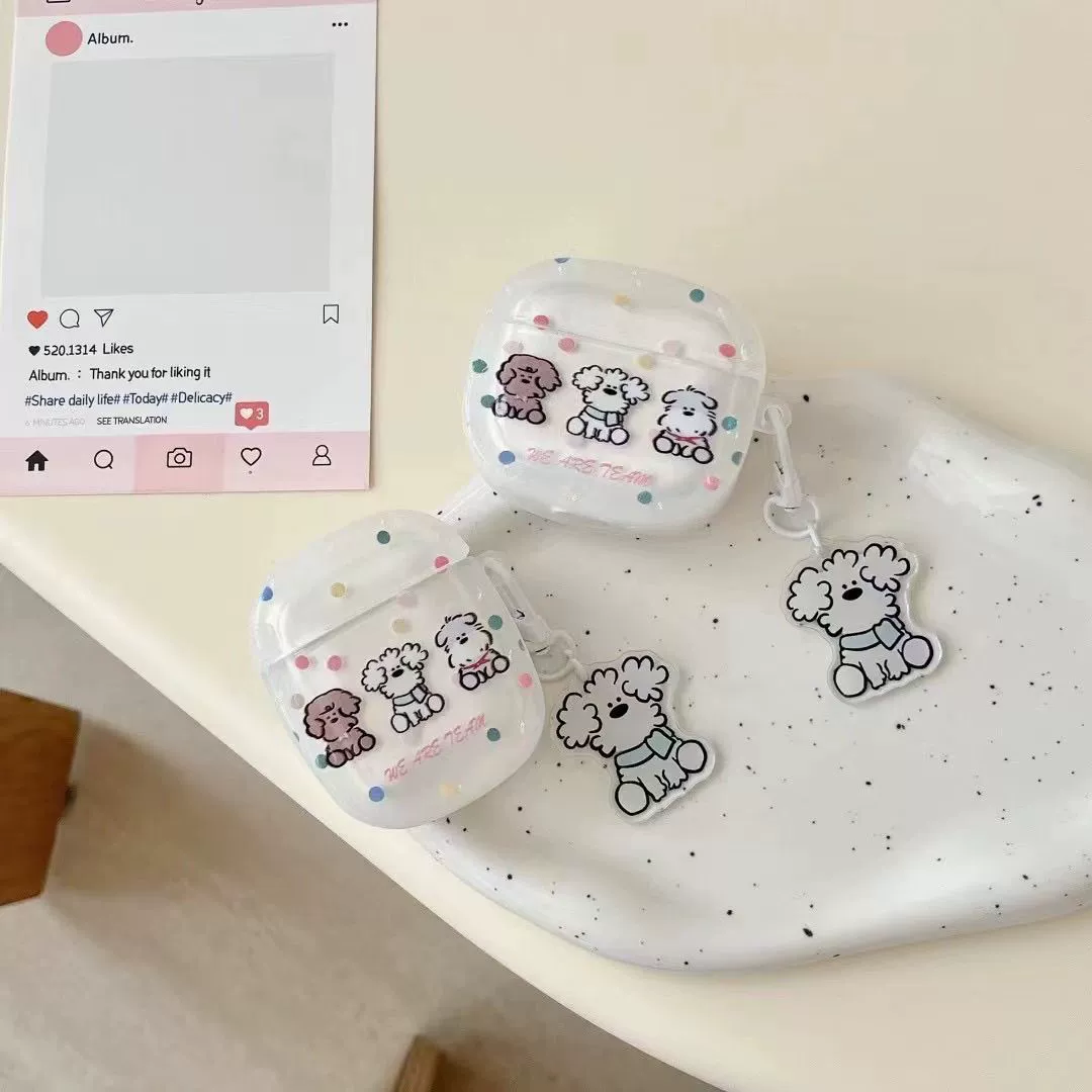 Мультяшный волновой точки Три щенка подходят для Apple 1/2/3/Pro/Pro2 наушники AirPods4 чехол простой