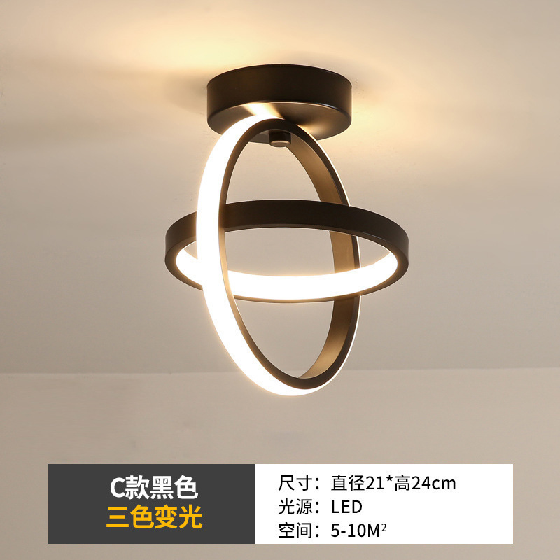 跨境北欧简约灯过道吸顶灯卧室替换楼梯阳台玄关灯具灯led圆圈主|undefined