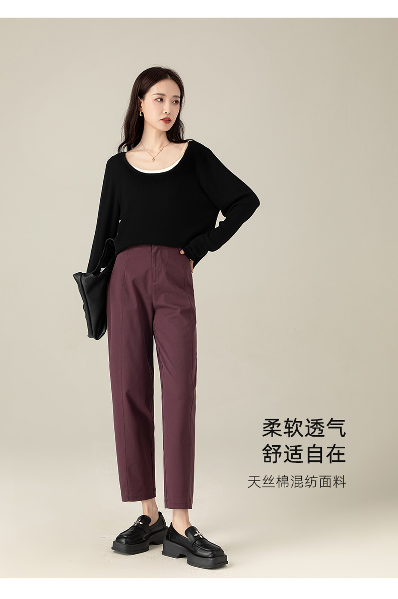 Quần harem nữ ống rộng lưng cao dài 9 phần chất liệu cotton Tencel — Màu xám be chi tiết 20