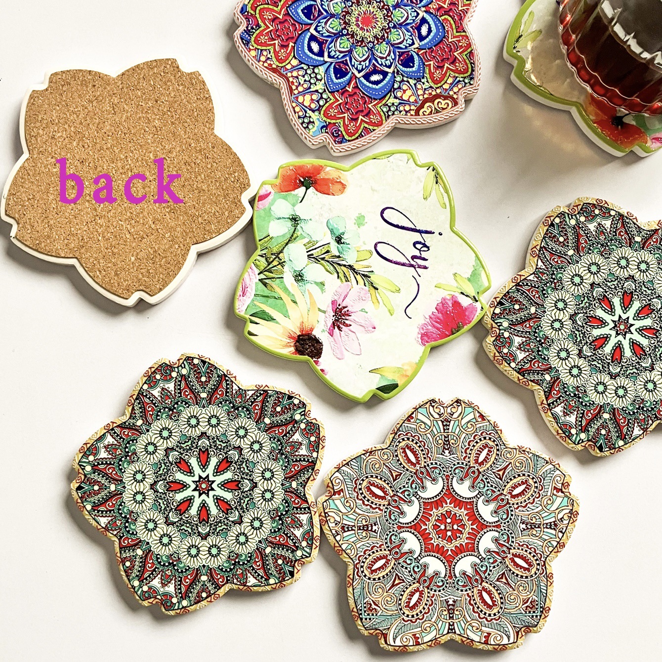 Transfronteriza nueva forma de pétalo en relieve tridimensional artesanía hogar creativo corcho estera de aislamiento de mesa de café de Europa y América estera