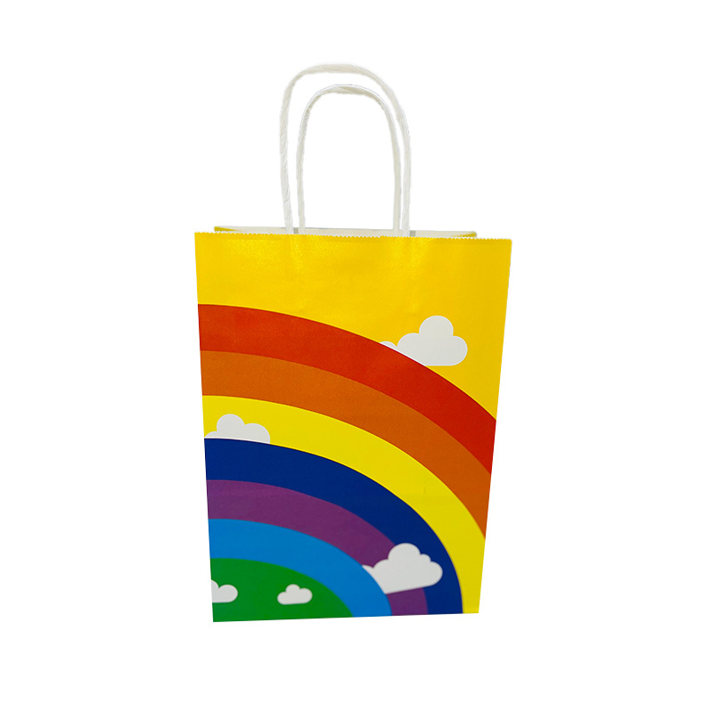 Transfronterizo Nuevo Arco Iris bolsa de embalaje de papel Kraft tuerca snack regalo embalaje bolsa de papel leche té ropa regalo portátil