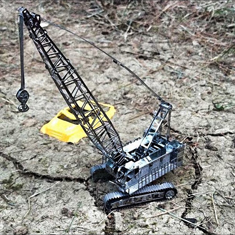 Acero estatua mágica al por mayor ingeniería vehículo excavadora metal puzzle mini 3D hecho a mano DIY modelo de montaje