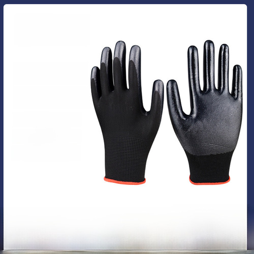 Hengnida Wear-Resistant Qiangsheng Construction Site Work Thickened Nitrile Nylon Rubber Non-Slip Waterproof Dipped Leather Breathable Gloves