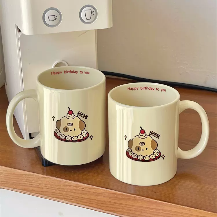 卡通帕恰小狗厂家杯子ins高颜值简约情侣马克陶瓷杯ins风水杯代发