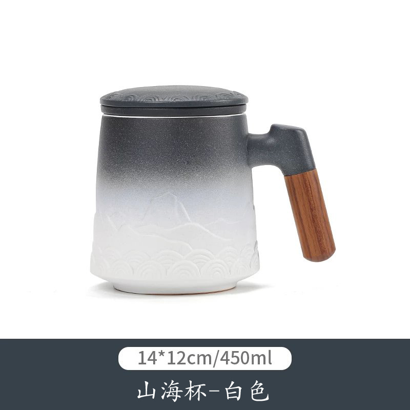 Taza de negocios de 1000 millas de montañas y mares, taza de marca, regalo de mano, taza de cerámica, logotipo tallado de tres piezas