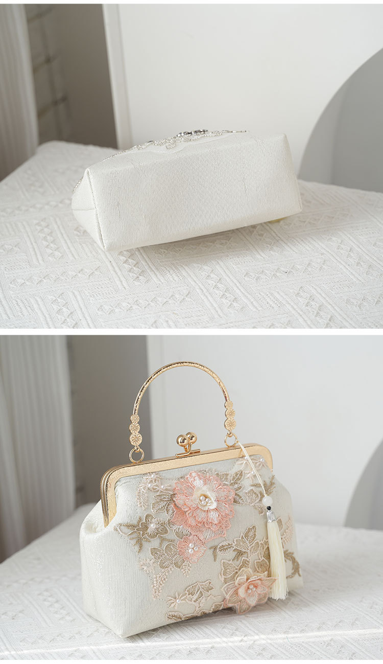 Bolsa de mão da moda Cheongsam Banquet Clutch Bordado Contas Ombro Pérola Corrente Bolsa_voghion.com