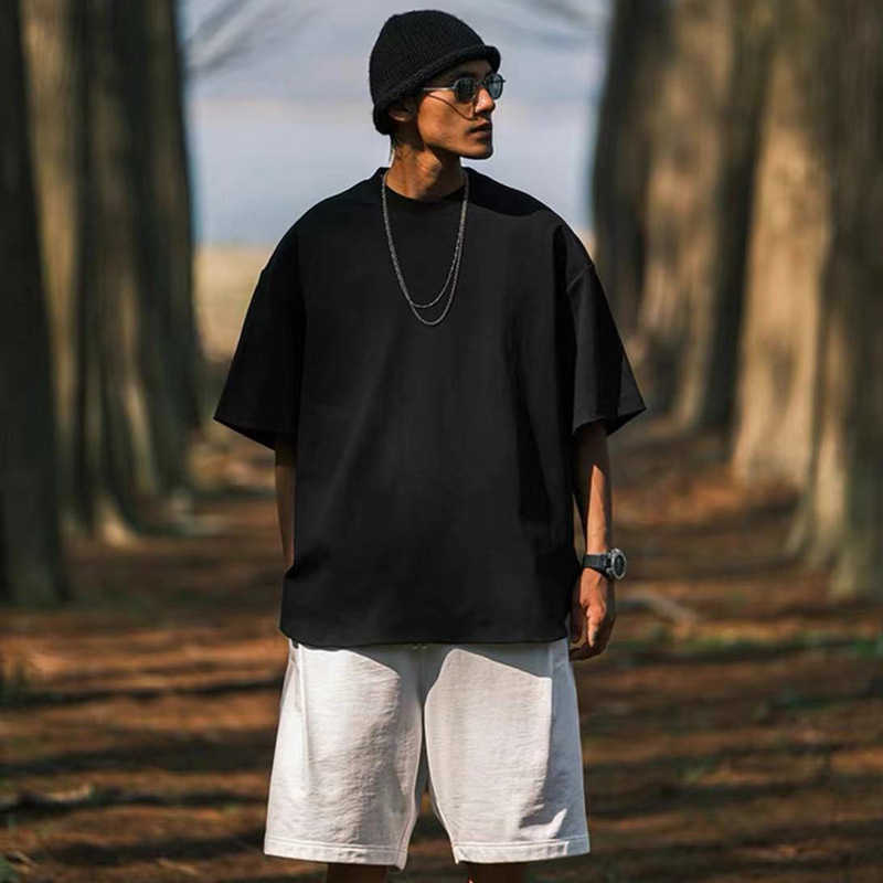 American oversize camiseta de manga corta hombre verano sólido relajado pareja hip-hop vientos de estilo casual blusa