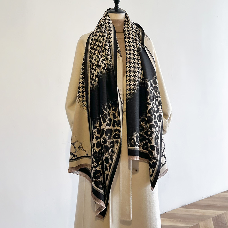 Nuevos mil pájaros empalmados leopardo estilo elegante hermosa moda de cachemira bufandas cálidas mantas para mujeres