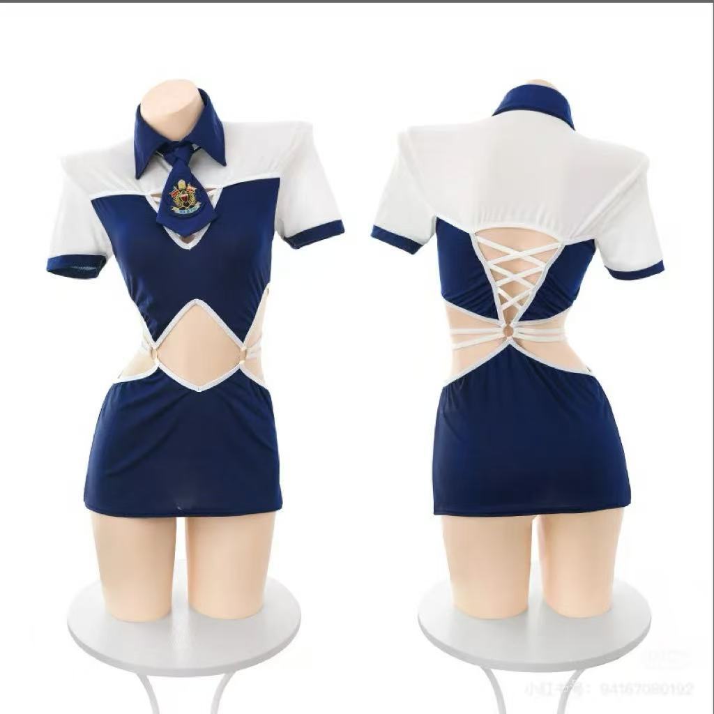 Butterfly Rain Pure Desire Navy Style Flight Attendant Policewoman Sexy Uniform Cos Role-Playing Lingerie Set Instructor New Model