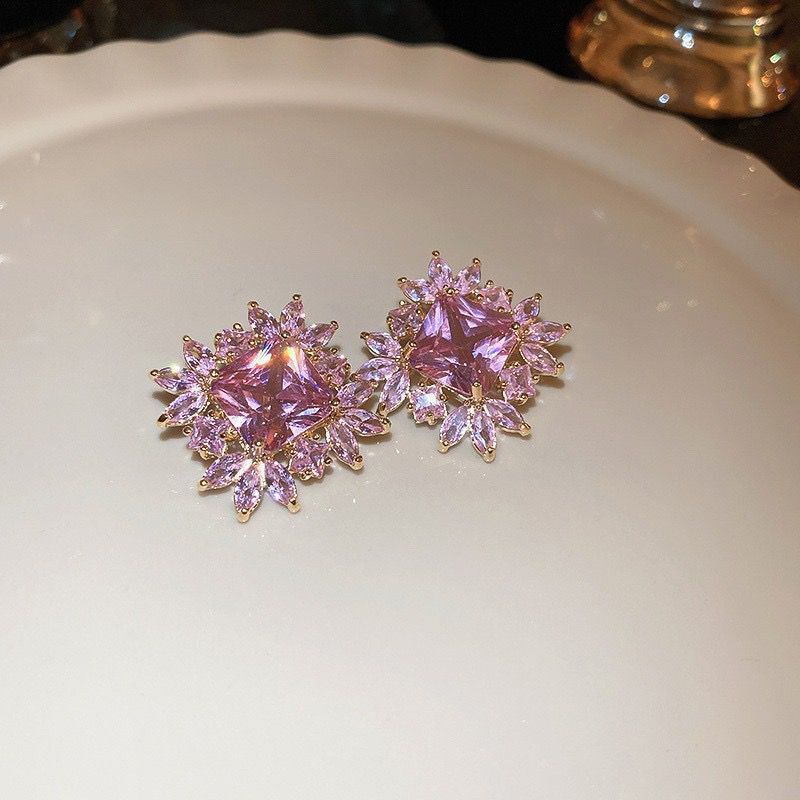 15g Weight 1 Pair Simple Style Flower Inlay Alloy Artificial Diamond Ear Studs