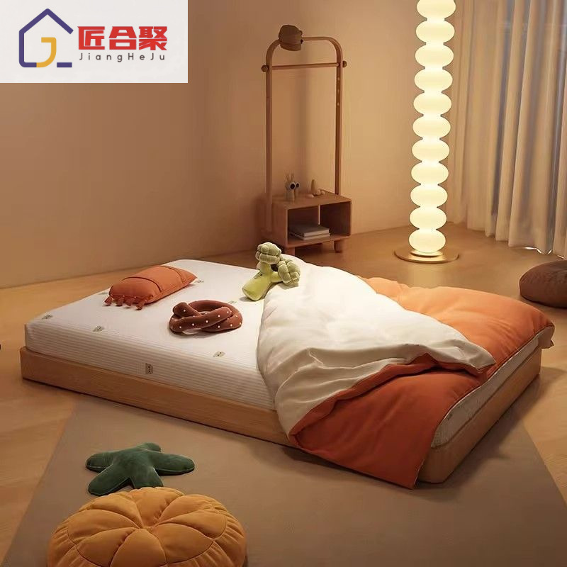 Simple Solid Wood Floor Bed Home Floor Bed Without Bedside Single Bed Bedroom Tatami with Legs Children's Bed