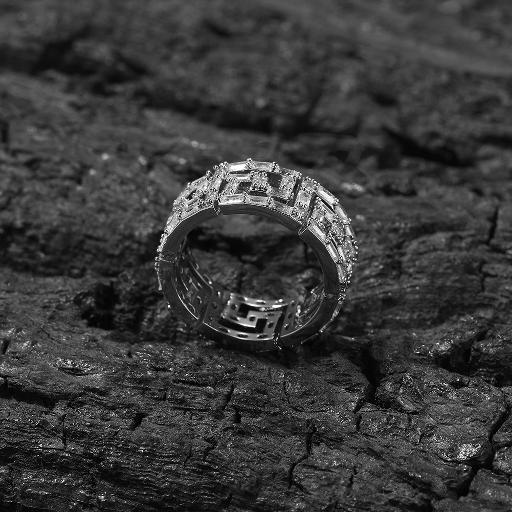Retro Square Zircon Ring For Men Creative Hollow Copper Hip Hop_voghion.com