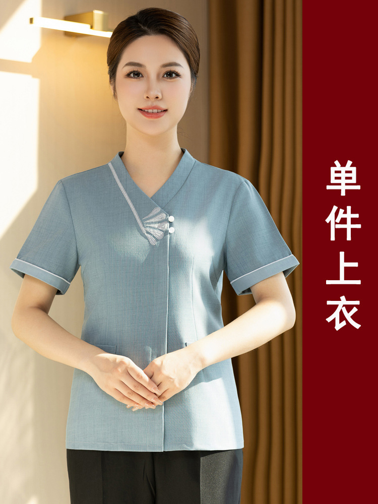 【YYF Embroidery Cleaning】Light Blue Women's Top