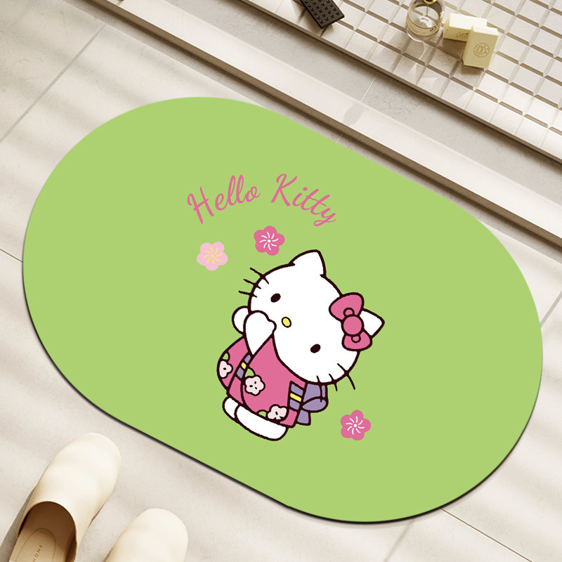 HelloKitty卡通硅藻泥地垫浴室吸水防滑脚垫卫生间耐脏易打理地垫|undefined