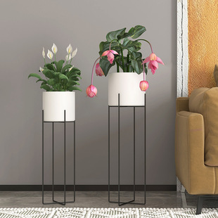 Nordic solid straight wall four-tripod living room floor-standing balcony decorative flower rack simple iron flower pot rack